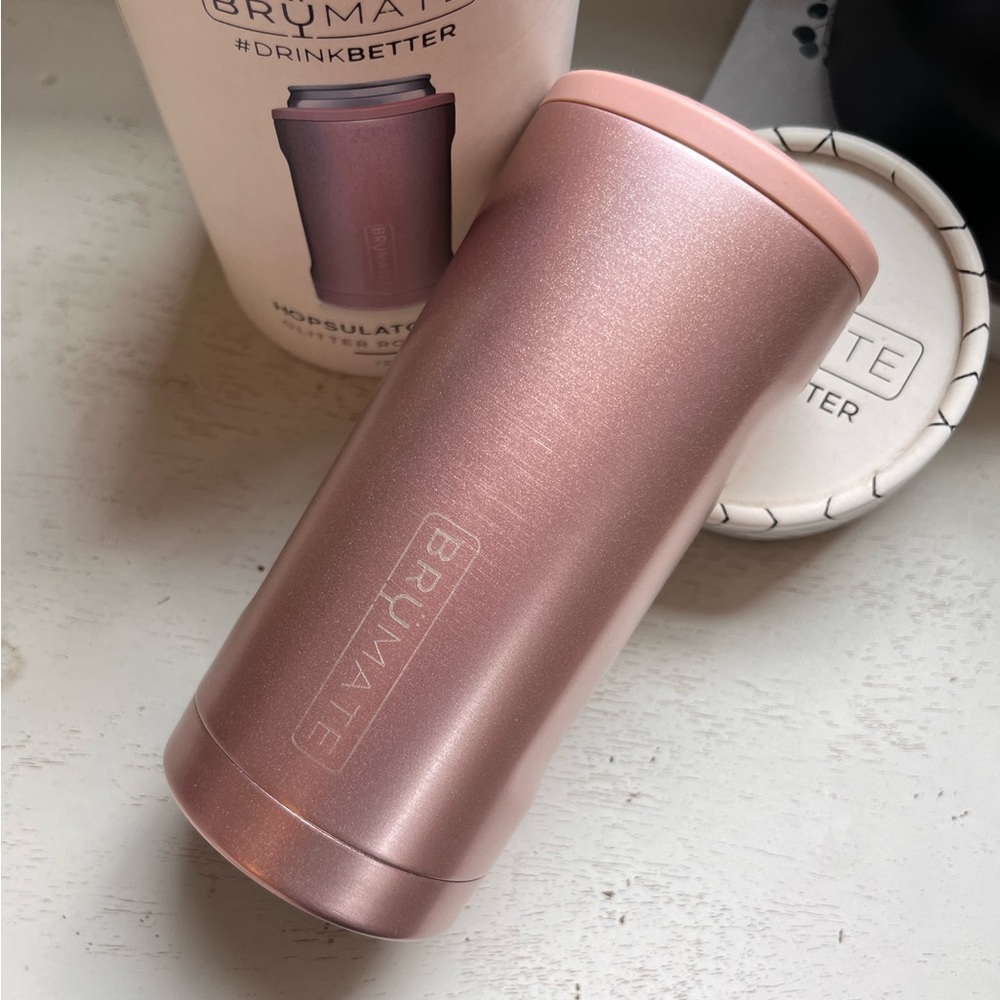 BrüMate Hopsulator Slim 12oz -Glitter Rose Gold